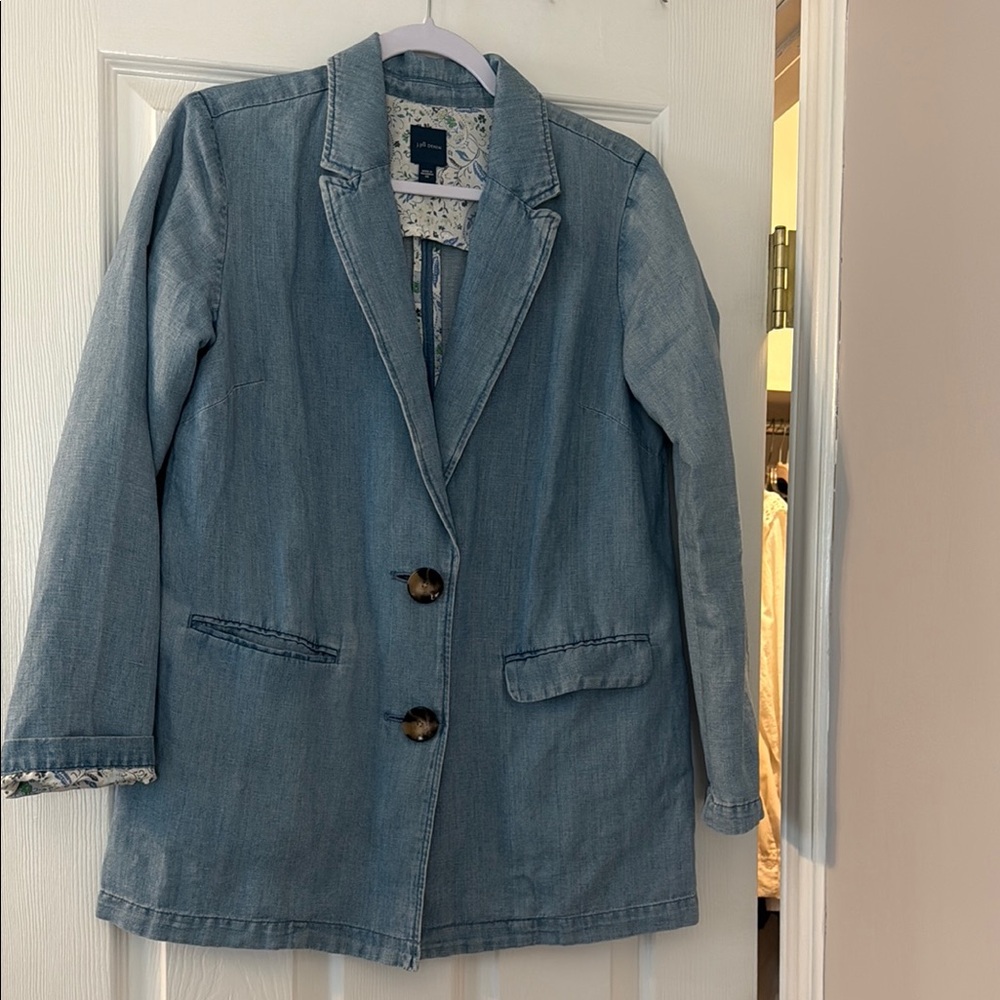 J. Jill Light Blue Denim Blazer Jacket